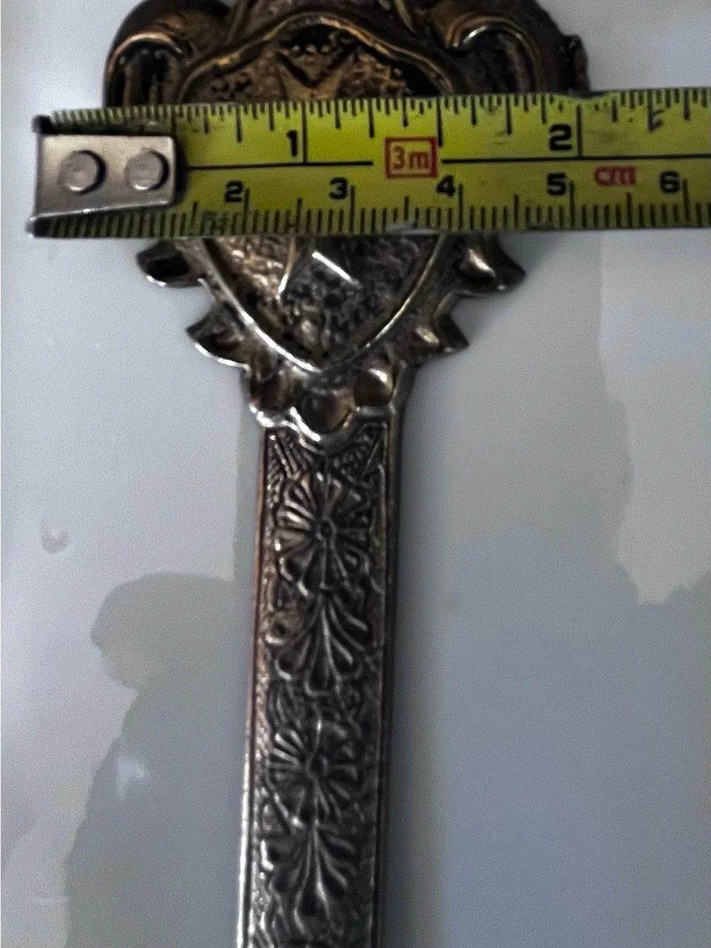 Vintage Brass Letter Opener Floral with Cross Design